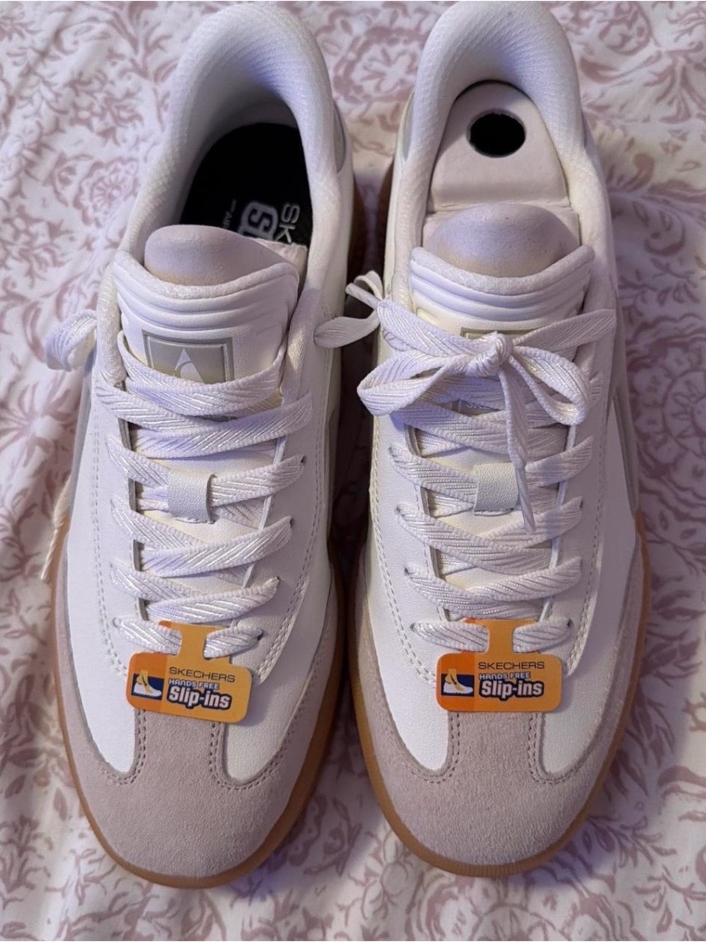 Skechers Women’s White & Gum Casual Sneakers - Slip-Ins Comfort